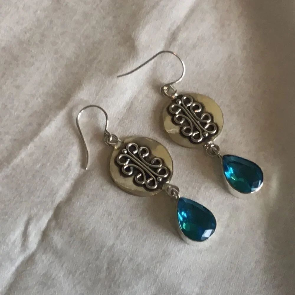 NWOT Sterling Silver /Swiss Blue Topaz Earrings